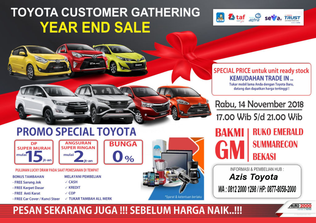Promo Spesial Dealer Toyota Bekasi Year End Sale 2018